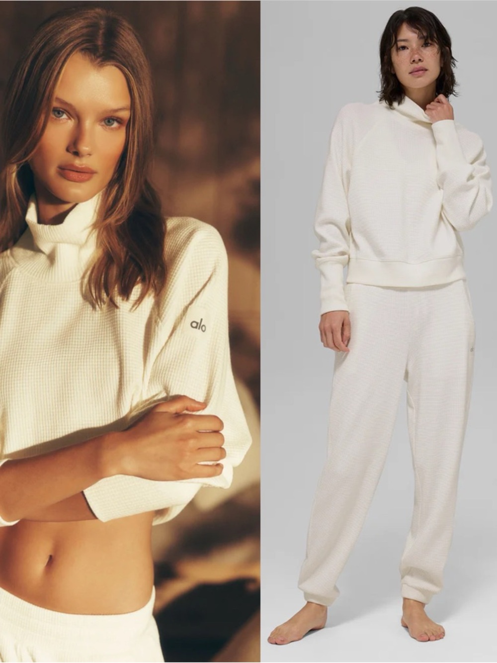 ALO Yoga | Waffle Weekend Escape Mock Neck Long Sleeve